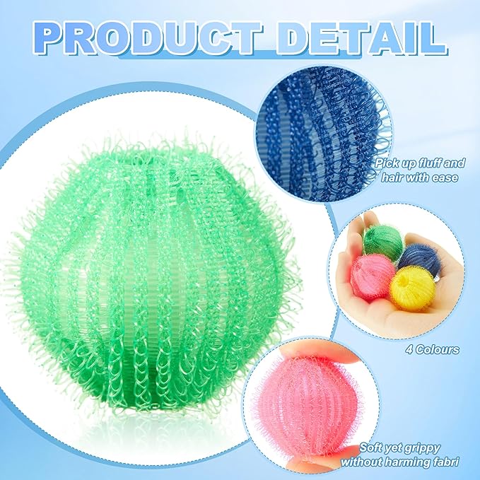 24 Pcs Pet Hair Remover for Laundry Catcher Balls Reusable Lint for Washing Machine Effective Cat Dog Laundry Pet Hair Catcher for Clothes Sheets Towels Blankets(Multicolor)