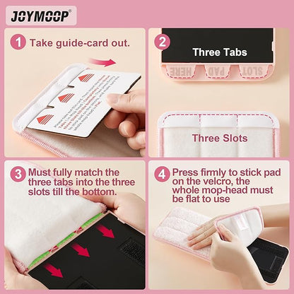 JOYMOOP Mop Replacement Pads, Reusable Microfiber Mop Pads for 13-inch Flat Mop and Mop Bucket Set, Pack of 2 Refills - Stripe and Pink