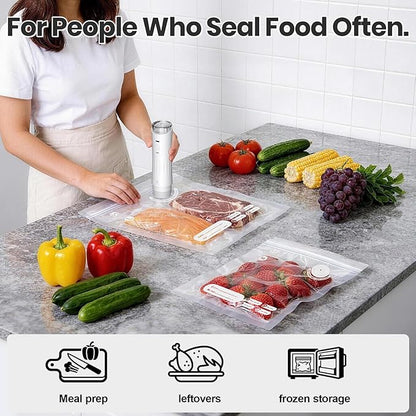 Compact Vacuum Sealer for Food: Handheld Vacuum Sealer with 15 Reusable Bags for Seal Meal Saver, Visible Water Tank Portable Food Sealer, Gifts for Mom, Wife, Chef