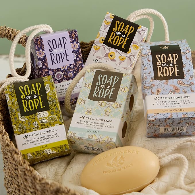 Pre de Provence Soap on a Rope Shea Butter Enriched French Bar Soap, 200g, Lavender