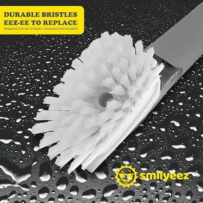 Smilyeez Dish Brush Refill (2 Pack) for Smilyeez Dishwand - Dish Brush Replacement Head - Durable Nylon Bristles - White Plastic - Kitchen & Bathroom Cleaning