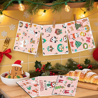 Dog Christmas Swedish Dish Cloths - 6PCS Christmas Swedish Dishcloths for Kitchen, Puppy Xmas Washing Reusable Dishes Towels, Holiday Washable Cleaning Sponge for Cleaning Quick Drying