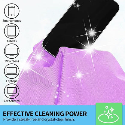 Microfiber Cleaning Cloth - 6 Pack Glasses Cleaning Cloth, 16" x 14" Window Cleaning Rags, Streak Free Lint Free Polishing Cloths Wipes for Eye Glass, Stainless Steel, Windshield, Purple