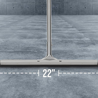 Floor Squeegee Scrubber 55inch Long Stainless Steel Handle with 22inch Wide Silicon Rubber Blade - Perfect Squeegee Broom for Floor Washing and Drying Shower Glass, Marble, Wood Surfaces
