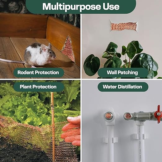 3rd Gen Copper Mesh Rodent Control Kit 5" x 205ft, 100% Premium Copper Wool for Sealing Holes & Water Gaps, Blocks Slugs, Snails, Mice & Pests – with Scissors & Packing Tool