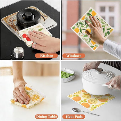 Swedish Dishcloths for Kitchen, 6 Pack Reusable Paper Towels, Biodegradable Swedish Rags Dish Towels, Washable Absorbent Cellulose Sponge Cloths No Odor for Cleaning Home Kitchen