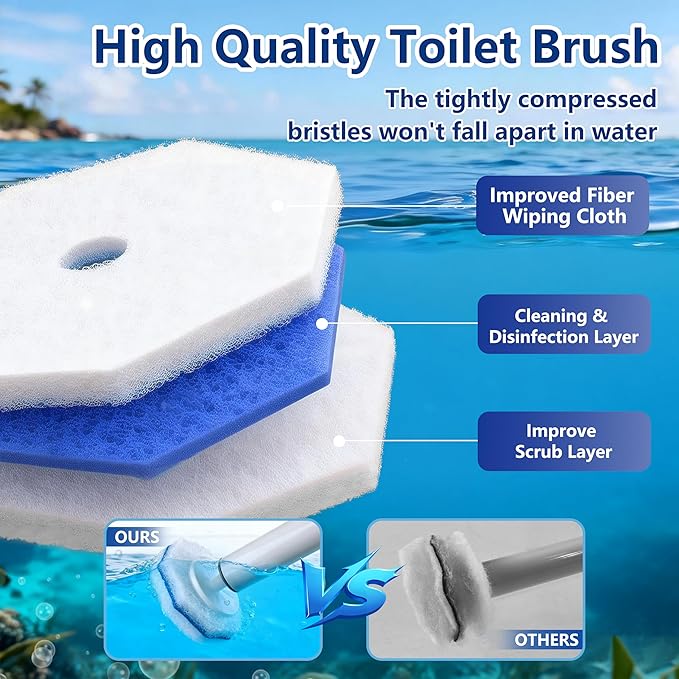 FHORAIN 40 Count Toilet Wand Refills for Clorox, Disposable Toilet Brush Head with Rich Foaming, Extra Thick Triple-layer Refills, Strong Cleaning & Scrubbing Power, Won't Fall Off or Fall Apart