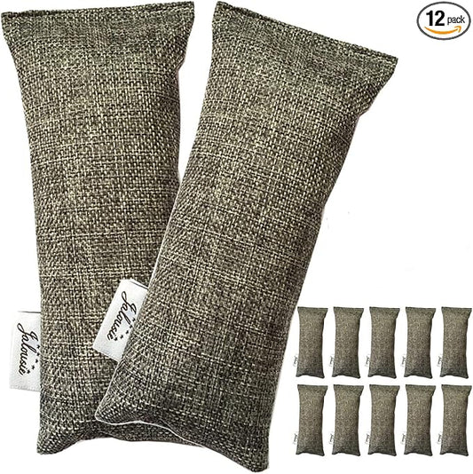 Jalousie Value Pack Set Mini Bamboo Charcoal Bags Natural Air Purifier, Shoe Deodorizer and Odor Eliminator Multi-Purpose Charcoal Bag (12 Pack, Shoe)