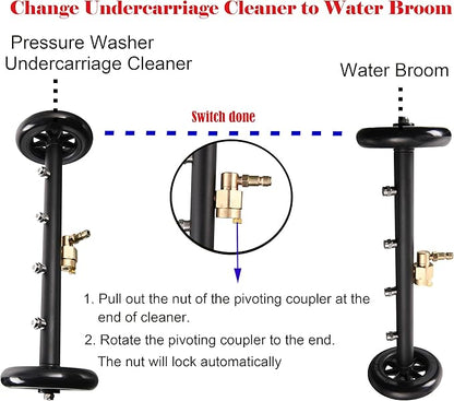 Tool Daily Dual-Function Undercarriage Cleaner with Swivel Wheel, Surface Cleaner for Pressure Washer, Underbody Car Wash Water Broom, 16 Inch, 4000 PSI