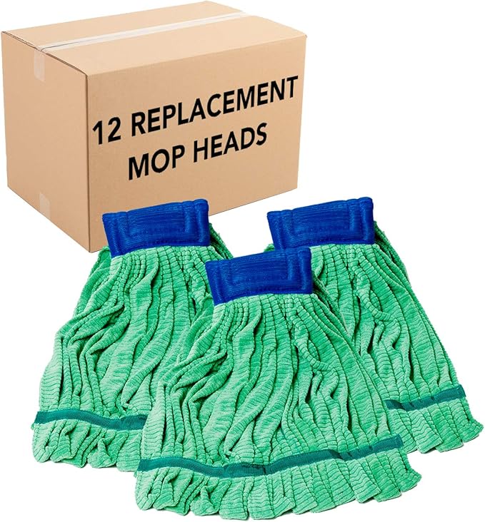 Arkwright Microfiber Tube Mop Head Replacement - (Bulk Case of 12) Heavy Duty, Lint Free, Super Absorbent & Bleach-Safe, Janitorial Essential for Commercial & Industrial Floor Cleaning, 21 oz, Green