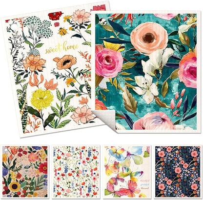 Miss Adola 6 Pack Swedish Dishcloths for Kitchen - Reusable Dish Cloths for Washing Dishes Absorbent Cute Funny Kitchen Towels Cleaning Sponge, Floral Bird