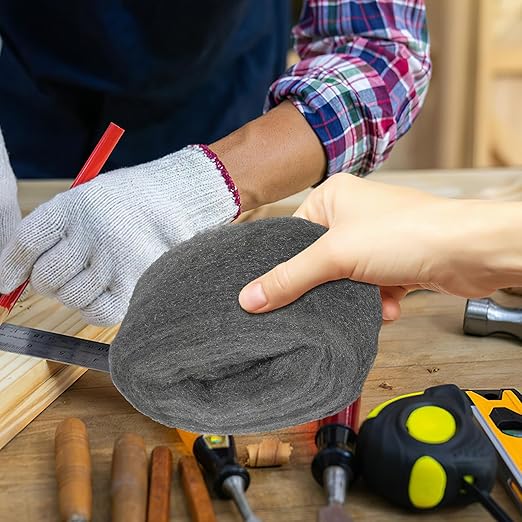 2 Rolls #0000 Grade Steel Wool Pads, Flexible Buffing Wire Mesh for Rust Removal, Polishing Wood and Metal Surfaces, Coarse Wire Wool for Cleaning and Finishing