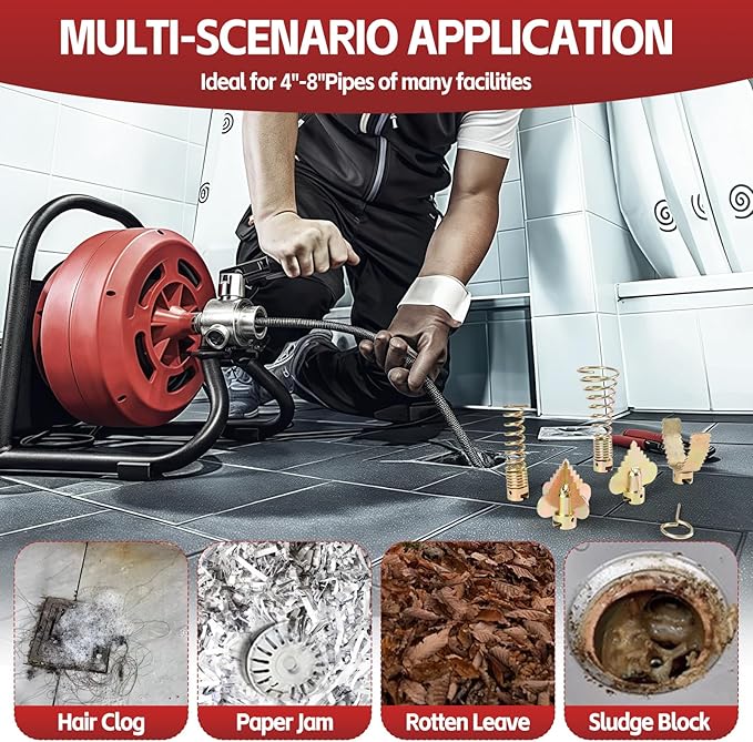 6 Pcs/Pk Drain Cleaning Kit 7/8Inch (22mm), Cutter and Auger Set Drain Cable Cutter Kit for 3" to 6" Pipe, Compatible with RID-GID C-7, C-8, C-8IC, C-9, C-10, C-10IC Cables