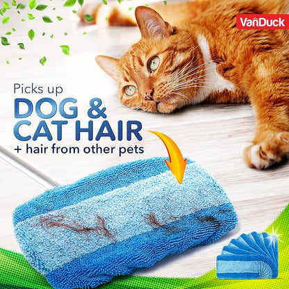 VanDuck Reusable Pet Heavy Duty Mop Pads Compatible with Swiffer Sweeper (2-Pack) - Washable Microfiber Mop Pads for Wet & Dry Use - All Purpose Floor Mopping and Cleaning Product