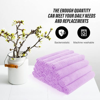 MOONQUEEN Ultra Soft Premium Washcloths Set - 12 x 12 inches - 24 Pack - Quick Drying - Highly Absorbent Coral Velvet Bathroom Wash Clothes - Use as Bath, Spa, Facial, Fingertip Towel (Purple)
