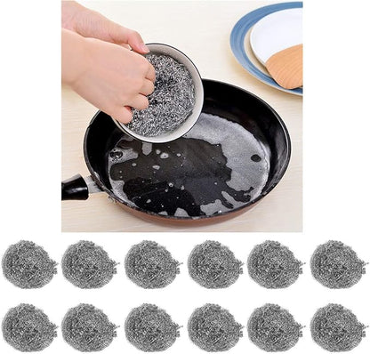 30PCS Stainless Steel Scrubbers, Cleaning Ball Scouring Pads for Kitchen Cookware, Heavy Duty Steel Wire Cleaning Balls for Pots Pans Dishes Tiles Ovens Sinks, Durable Rustproof Ki