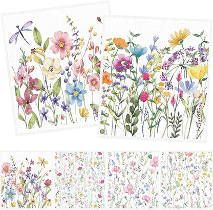 Swedish Dishcloths for Kitchen, 6PCS Wildflower Cellulose Sponge Reusable Paper Towels Washable, Flower Absorbent Fast Drying Swedish Dish Cloth for Home Cleaning