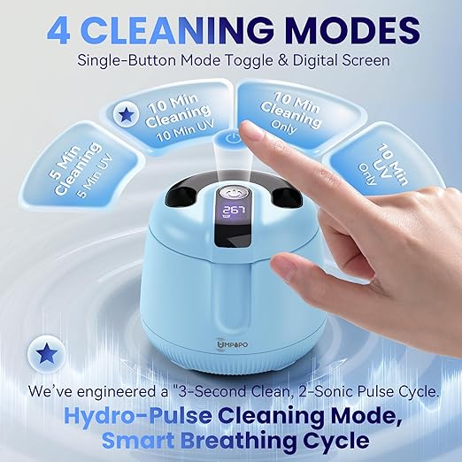 Ultrasonic Retainer Cleaner Machine 48kHz, Dental Cleaning Pod, Ultrasonic Retainer Cleaner for Dentures, Aligners, Mouth Guards, Toothbrush Heads and Jewelry with 200ML Capacity, LAB Supply