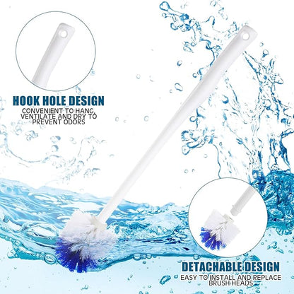 Willinglong 1 Pcs 18.5 Inch Toilet Bowl Cleaner Brush Bathroom Long Plastic Handled Cleaning Scrubber with Hook Hole Without Holder for Household Cleaning (Blue,White)