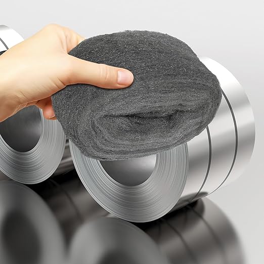 Hemobllo 2 Rolls #0000 Steel Wool Pads for Cleaning and Polishing Wood and Metal Surfaces, Reusable Flexible Wire Mesh for Rust Removal and Tile Buffing