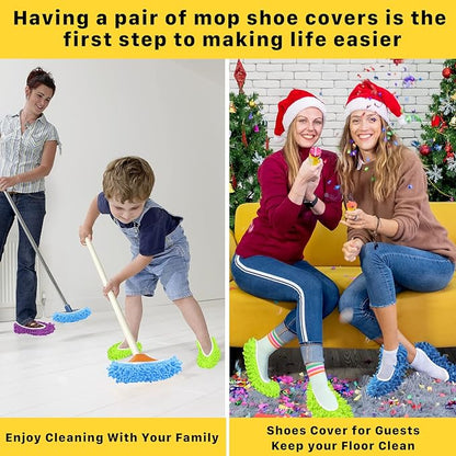 20PCS Mop Socks for Floor Cleaning, Washable Reusable Mop Shoes, Microfiber Shoes Cover Cleaning Slippers, Multi Function Soft Dusting Slippers for Women Men House Office Bathroom Kitchen
