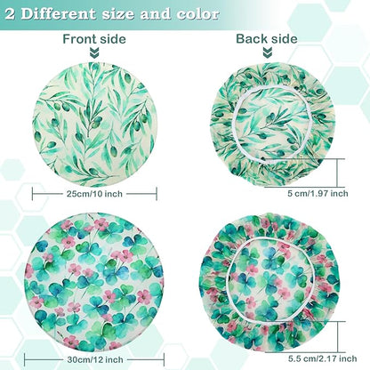 2 Large Reusable Beeswax Bowl Covers for Bread Proofing, 10/12 Inch Elastic Beeswax Wraps Cotton Cloth Sourdough Bowl Covers for Proofing Baskets, Mixer Bowls, Food Storage Containers