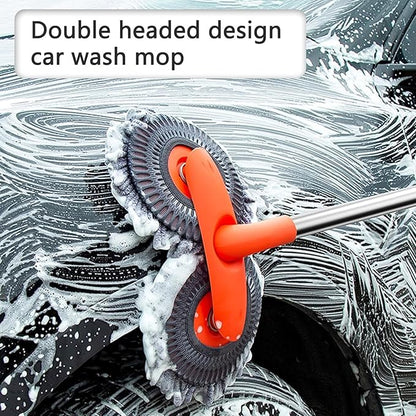 Car Wash Brush with Long Handle, Adjustabe Microfiber Car Wash Mop with Long Handle, Car Cleaning Kit Brush Duster, Scratch Free Cleaning Tool for Cars, Window, Truck Orange