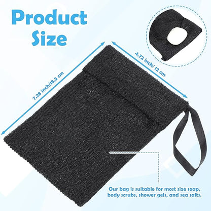 Talltalk 24 Pcs Soap Bar Bag Exfoliating Soap Saver Loofah Pouch for Body Scrubber Shower Sponge Mesh Bar Foam Lather Pouch for Women Men Bath Shower Travel Home (Black)