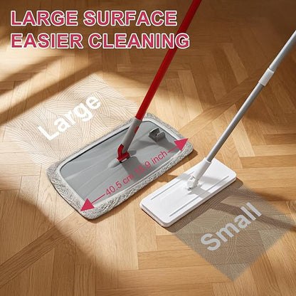 KeFanta Extra Large Microfiber Flat Mop for Floor Cleaning,16” Wide Dust Mop with 2 Reusable Pads,55" Long Handle Wet & Dry Sweeper Kit for Hardwood,Tile,Laminate,Vinyl Floor