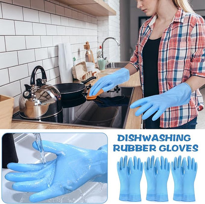 Rubber Reusable Gloves Long Household Dishwashing Gloves Kitchen Cleaning for Dishes Clean Gardening