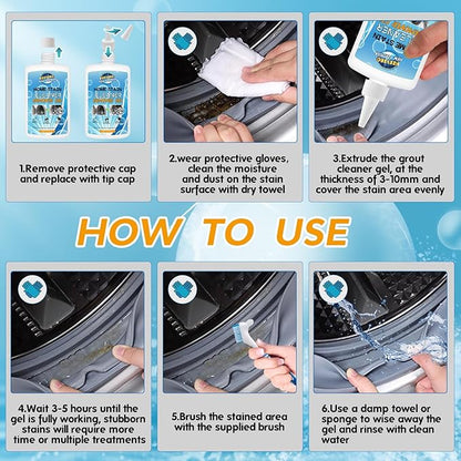 Mold Stain Remover Gel,Washing Machine Cleaner Front Load Washer Gasket Mold Remover Home Stain Cleaner Cleaning Gel for Grout, Bathroom, Bathtub, Refrigerator Cleaning Solution 46488gd