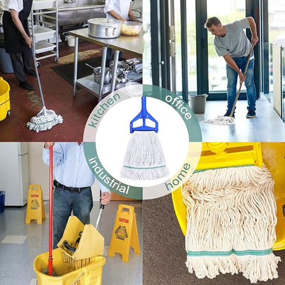 6 Pack Mop Head Replacement Heavy Duty Commercial Mophead Reusable Industrial Cotton Looped End String Head Refill for Floor Cleaning