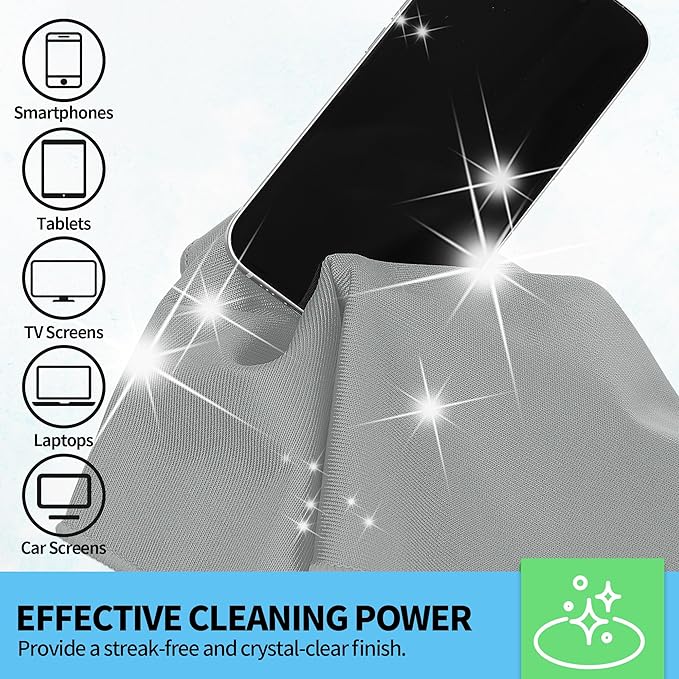 Microfiber Cleaning Cloth - 10 Pack Glasses Cleaning Cloth, 16" x 14" Window Cleaning Rags, Streak Free Lint Free Polishing Cloths Wipes for Eye Glass, Stainless Steel, Windshield, Grey
