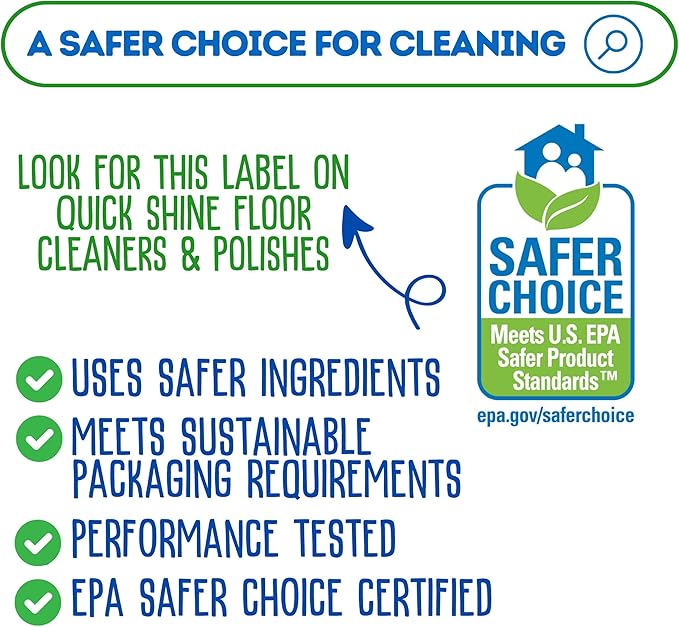 Quick Shine Multi Surface Floor Cleaner Daily Care 24oz | Plant-Based, Ready to Use, Dirt Dissolving, Streak Free, No Rinse | Use on Hardwood, Laminate, Luxury Vinyl Plank, Tile & Stone | Safer Choice