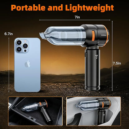Super-Powered car mini Vacuum Cleaner 80,000RPM, Four-in-one: Blower, Vacuum Cleaner, air Extractor, and Pump. Handheld dust Collector, Handheld dust Blower, Hair Dryer, Cordless (Orange)