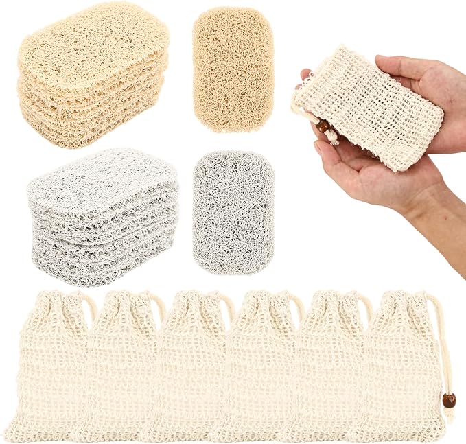 12PCS Soap Saver Pad with 6PCS Soap Bag,Breathable,Soft,Non-Slip,Lathers,for Bathroom,Shower,Kitchen,Travel Hotel Cleaning Supplies