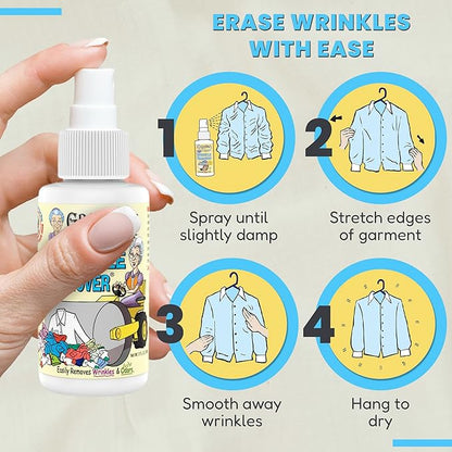 Grandma's Secret Wrinkle Remover - Wrinkle Release Spray, Odor Eliminator, and Fabric Refresher Spray - Chlorine and Bleach Free - 3 oz, 2 Pack