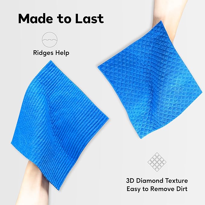 Eulnars Swedish Dishcloths for Kitchen, 10 Pack Reusable Paper Towels Washable, Ultra Absorbent Dish Towels for Washing Dishes, Non-Scratch Cellulose Sponge Cloths, No Odor, Biodegradable