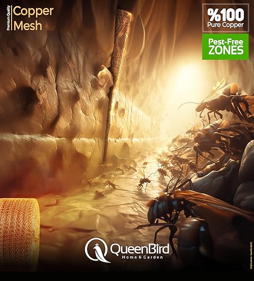 QueenBird Copper Mesh Rodent Control – 5" x 30 ft Roll – 100% Pure Copper for Hole Blocking, Distilling & DIY – Includes Scissors & Tool