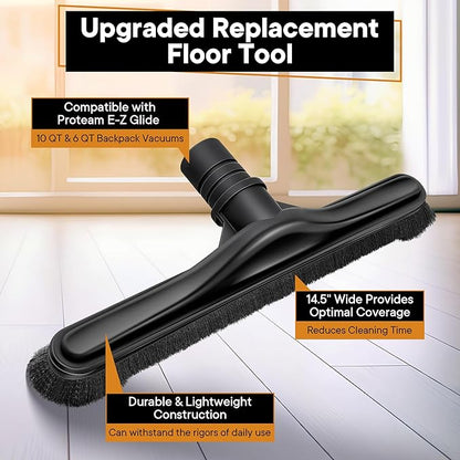 Replacement Floor Tool Compatible with ProTeam 101446 E-Z Glide Backpack Vacuum,Compatible with Hoover C2401, 14" Multi-Surface Brush for Commercial Cleaner(Nylon Brush Pro,Black)