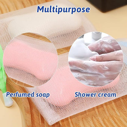 Mozeat Lens 5 PCS Soap Bags Handmade Soap Bubble Mesh Bags Exfoliating Soaps Saver Pouch Net Bag with Drawstring Body Facial Cleaning Tool for Bath & Shower (Assorted Colors)