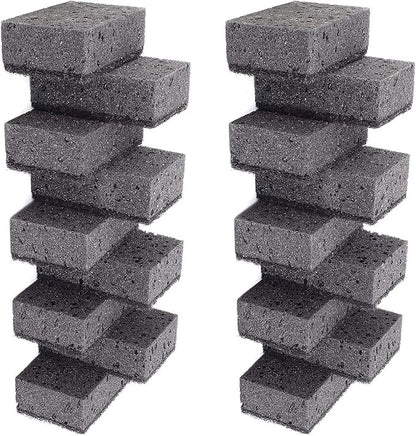Black Multi Use Scrub Sponges. Made in Europe. 18 Pack, 4.3x2.8x1.4 inches. Heavy Duty Fiber. Odorless Durable Scrubber for Kitchen and Household Cleaning