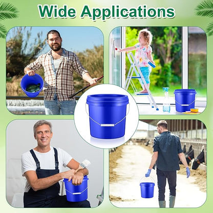 Tioncy 24 Pcs 2 Gallon Plastic Bucket with Lid Heavy Duty 2 Gallon Bucket Pail with Lid Handle for Storage Container Home Household Cleaning (Blue)