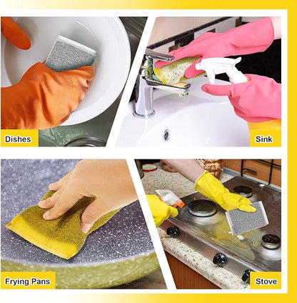 Thyle 24 Pack Kitchen Steel Scrubbing Sponges, Heavy Duty Non Scratch Metal Scrub Pads, Reusable Cleaning Sponges for Dishes, Pots, Pans, Sink and Tough Hard Stains (Gray,Yellow)