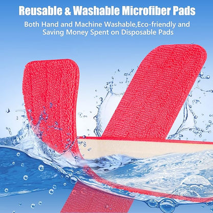 HOMTOYOU Reusable Mop Pads for Swiffer PowerMop: 6 Pack Microfiber Pad Refills for Multi-Surface Floor Cleaning - Machine Washable Replacement Sweeping Cloths for 13 ''-15 '' Spray Mop Colorful