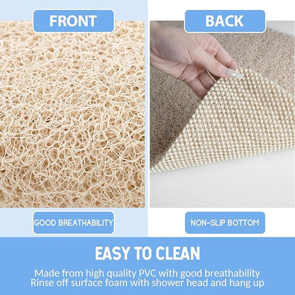 Hargiis Non Slip Bathtub Mat, Foot Scrubber Anti Slip Fast Drying Shower Mat for Tub, Floor,Bathroom, Home, Kitchen, Hotel, Beige, 24x16 Inches