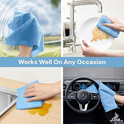 LIVOS Microfiber Cleaning Cloth Roll - 100 Pack, Reusable Paper Towels, Microfiber Towels for Car, Super Absorbent Cleaning Rags for House,Kitchen,Window-Blue, 11.5"x11.5"|Lightweight, Quickly Dry