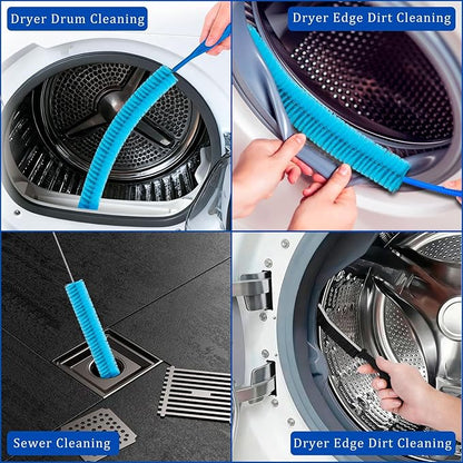 Dryer Vent Cleaner Kit with Dryer Vacuum Hose Attachment, 4-in-1 Multi-Lint Remover Brush, Suitable for Most Aacuum Cleaners for Efficient, Safe, and Thorough Dryer Lint Cleaner Tools (Blue)