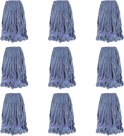 Commercial Heavy Duty Mop Heads Replacement for Rubbermaid: 9 Packs Industrial Wet Mop Head for Floor Cleaning - Commercial Products Looped End String Head Refills