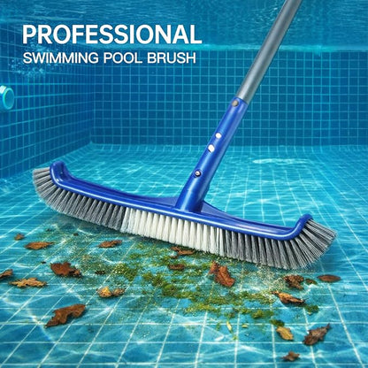 Pool Brush Head, Scrub Brush with Premium Nylon Bristles,Curved Ends High-Efficiency Pool Broom/Pool Brushes for Cleaning Inground/Above Ground,Swimming Pool, Walls, Bathtubs, Tiles & Floors(Blue)
